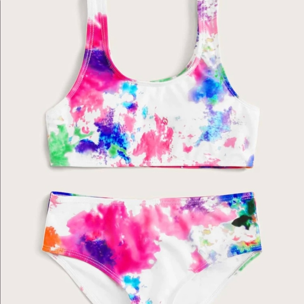 tween girls rainbow tie dye bikini